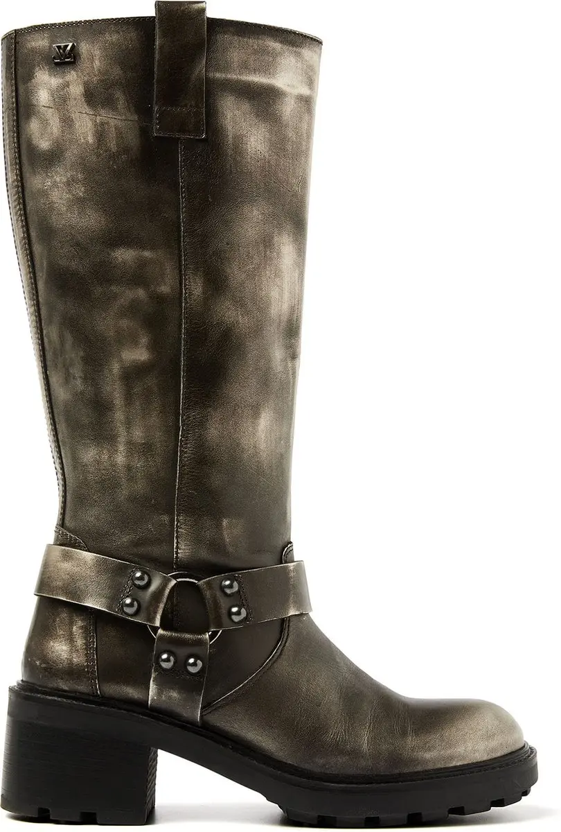 Lazamani Salome Dames Biker Boots Leer Pewter Maat 42