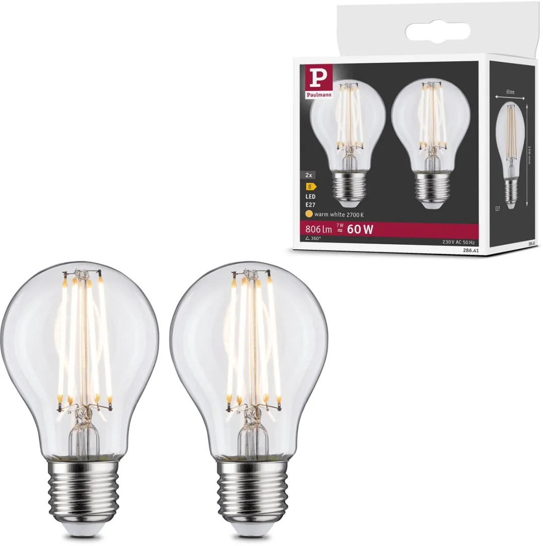 Paulmann Filament LED-gloeilamp E27 2x7W 2x806lm - Warm wit