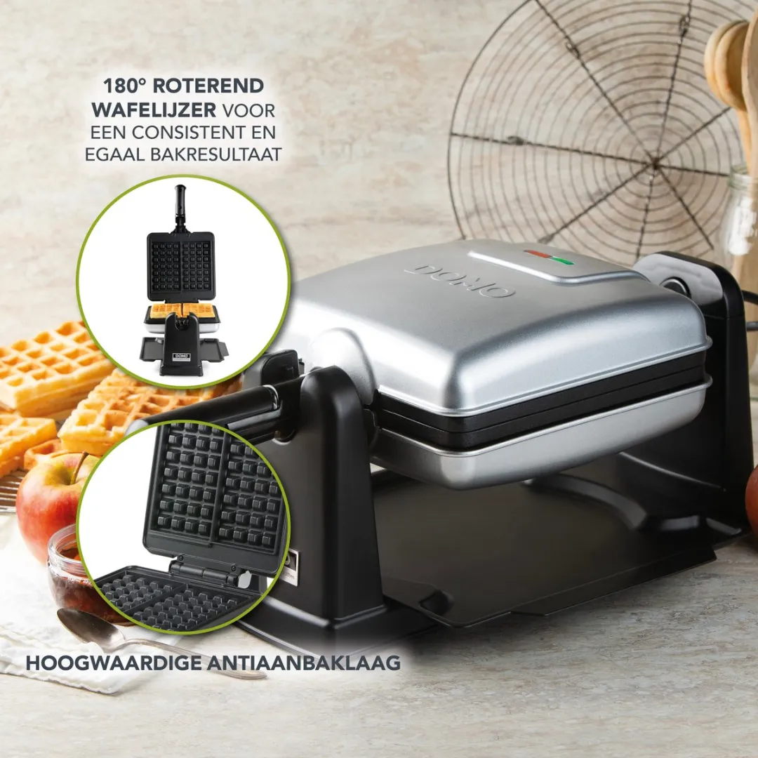 Domo DO9272W Roterend Wafelijzer 1400W - 2 Wafels