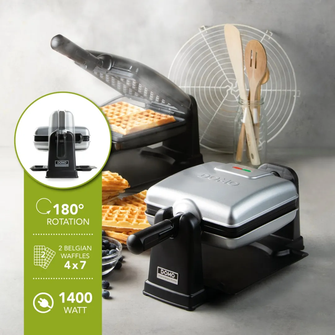 Domo DO9272W Roterend Wafelijzer 1400W - 2 Wafels