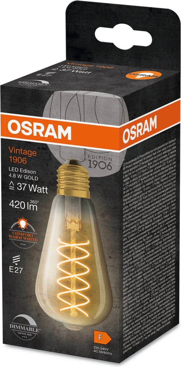 Osram Vintage-Edition LED Lamp E27 G95 4.8W 2200K - Helder glas - afbeelding 6 van 6