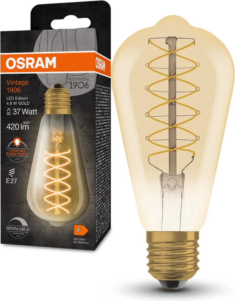 Osram Vintage-Edition LED Lamp E27 G95 4.8W 2200K - Helder glas
