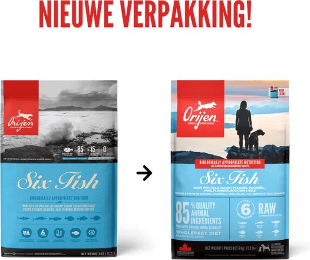 Orijen Six Fish Whole Prey Hondenvoer 6 kg