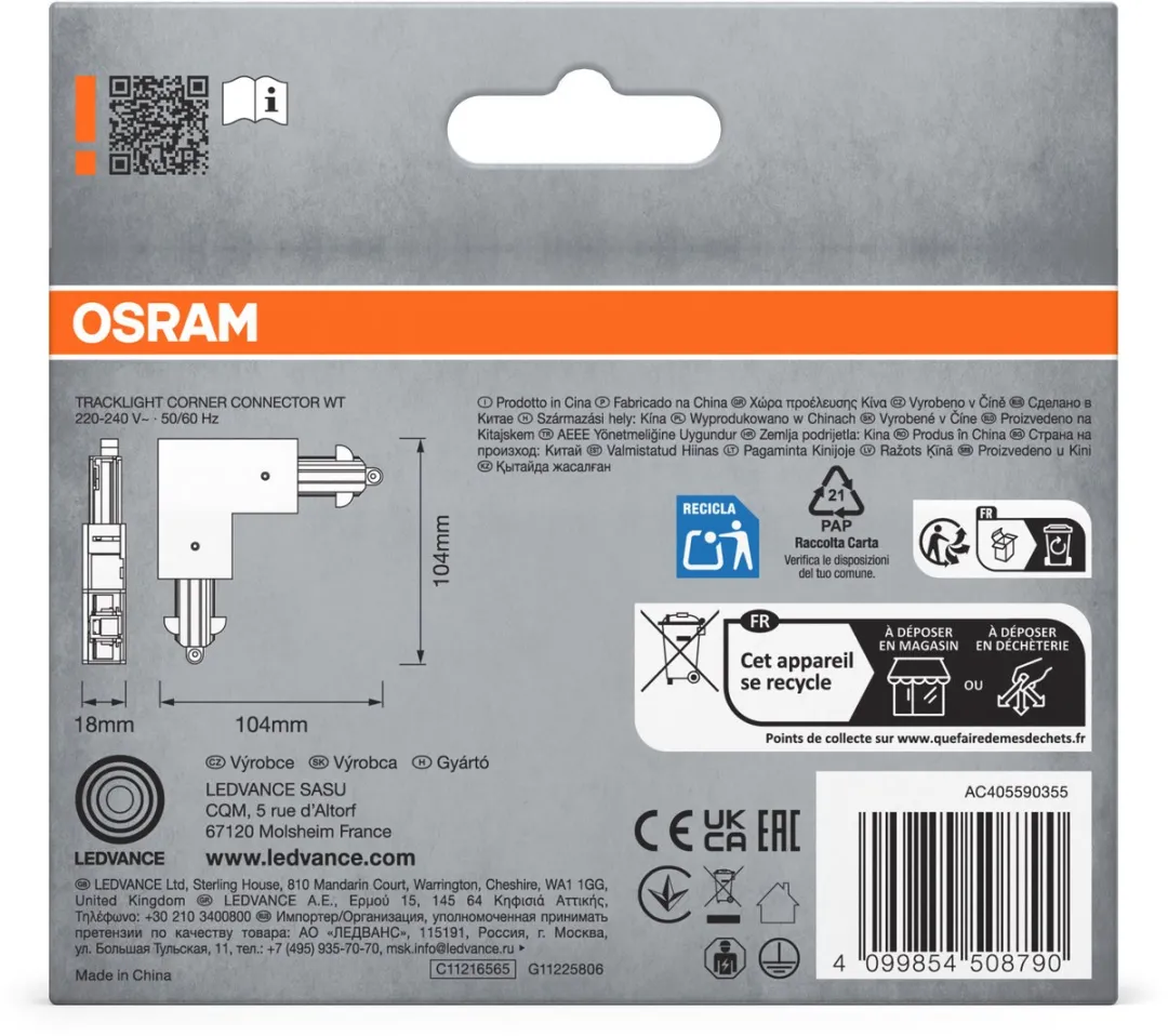 Osram Tracklight Corner Connector - Zwart