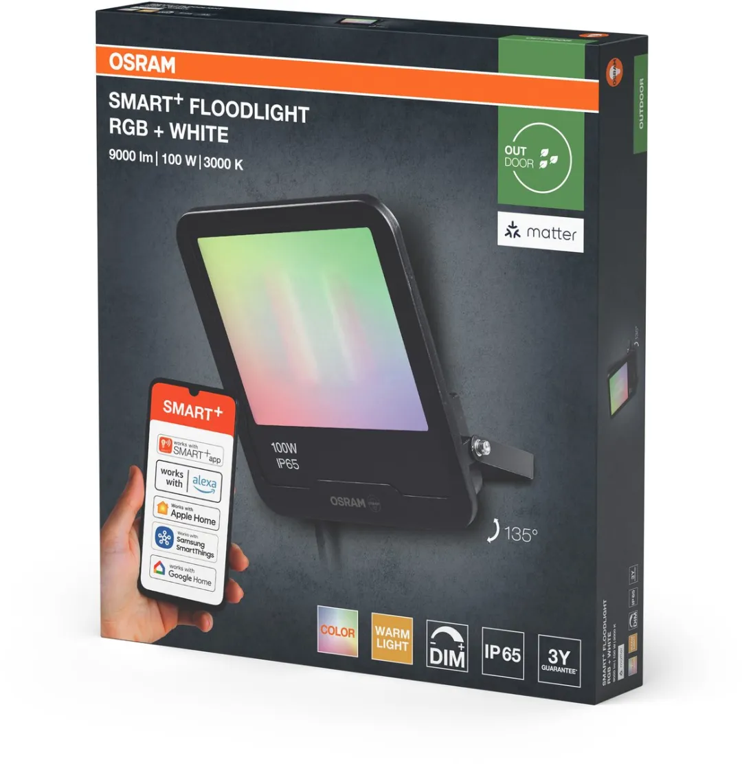 Osram SMART+ Matter Schijnwerper 30W RGBW - 2400lm - Donkergrijs