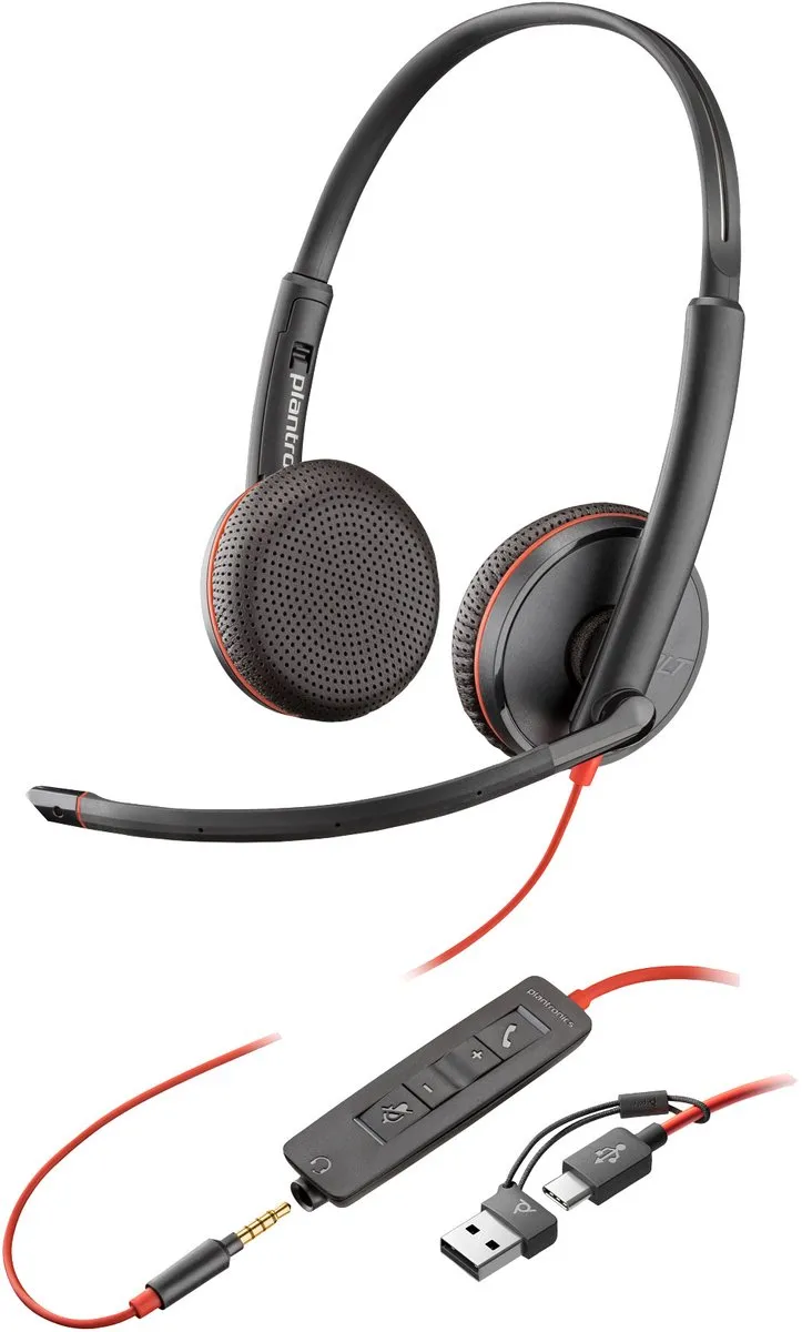 Poly Blackwire 3225 Headset - USB-C/USB-A - 20Hz - Zwart