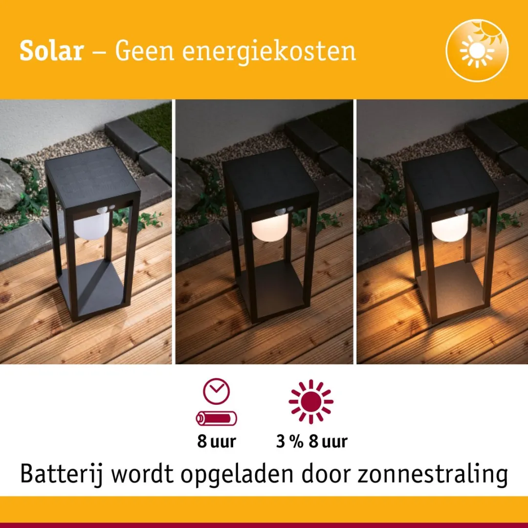 Paulmann Solar Marisol LED Lichtobject Bewegingsmelder IP44 3000K 350lm - Zwart - afbeelding 6 van 6