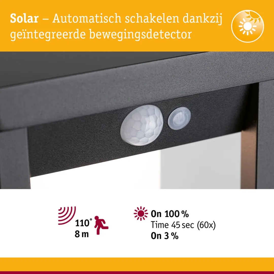 Paulmann Solar Marisol LED Lichtobject Bewegingsmelder IP44 3000K 350lm - Zwart