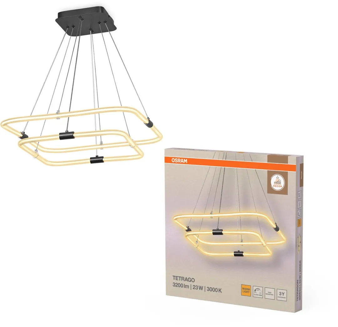 Osram Decor Tetragon 2XPendant 23W LED Hanglamp - Donkergrijs