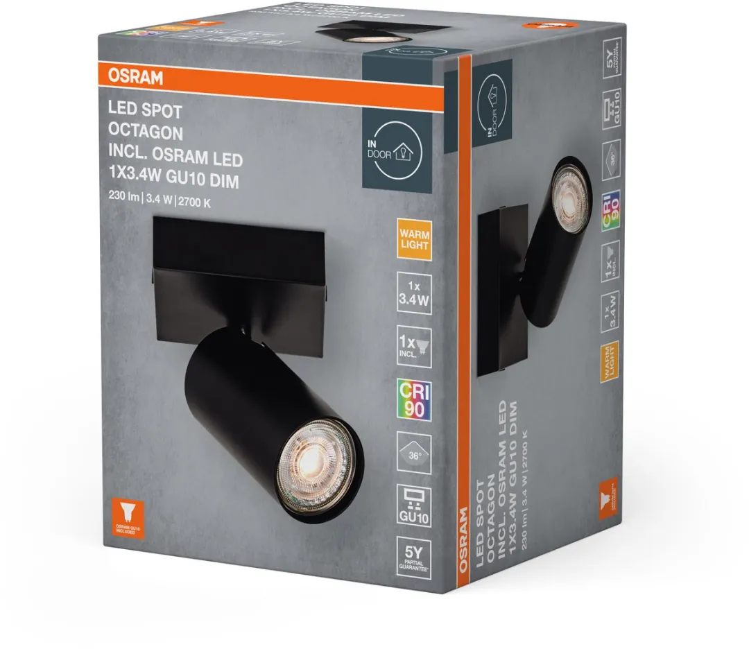 Osram LED Spot Octagon GU10 3,4W - Zwart - 230lm