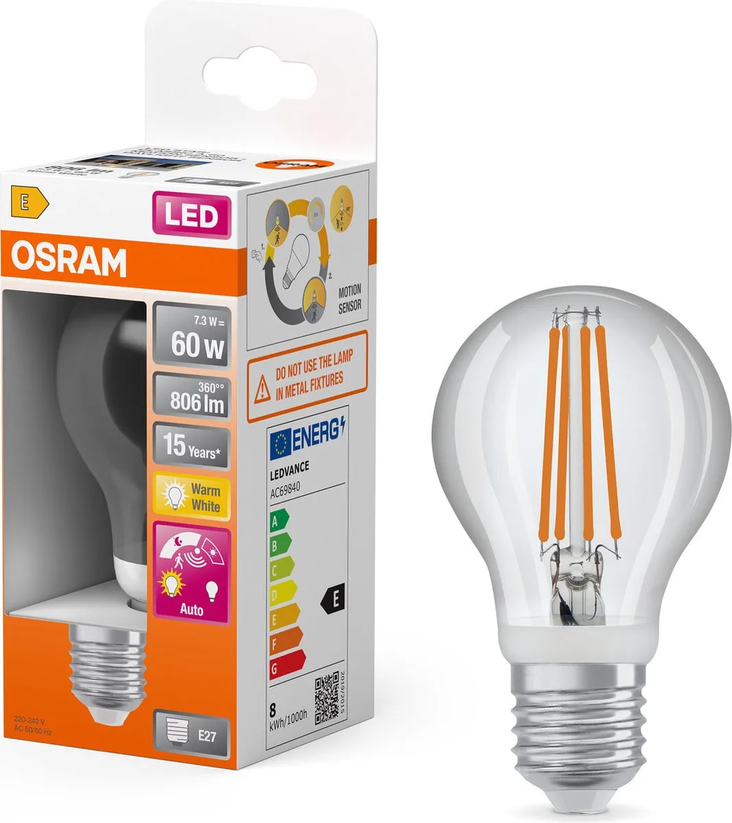 Osram LED Star Classic E27 7,3W Warm Wit - Helder