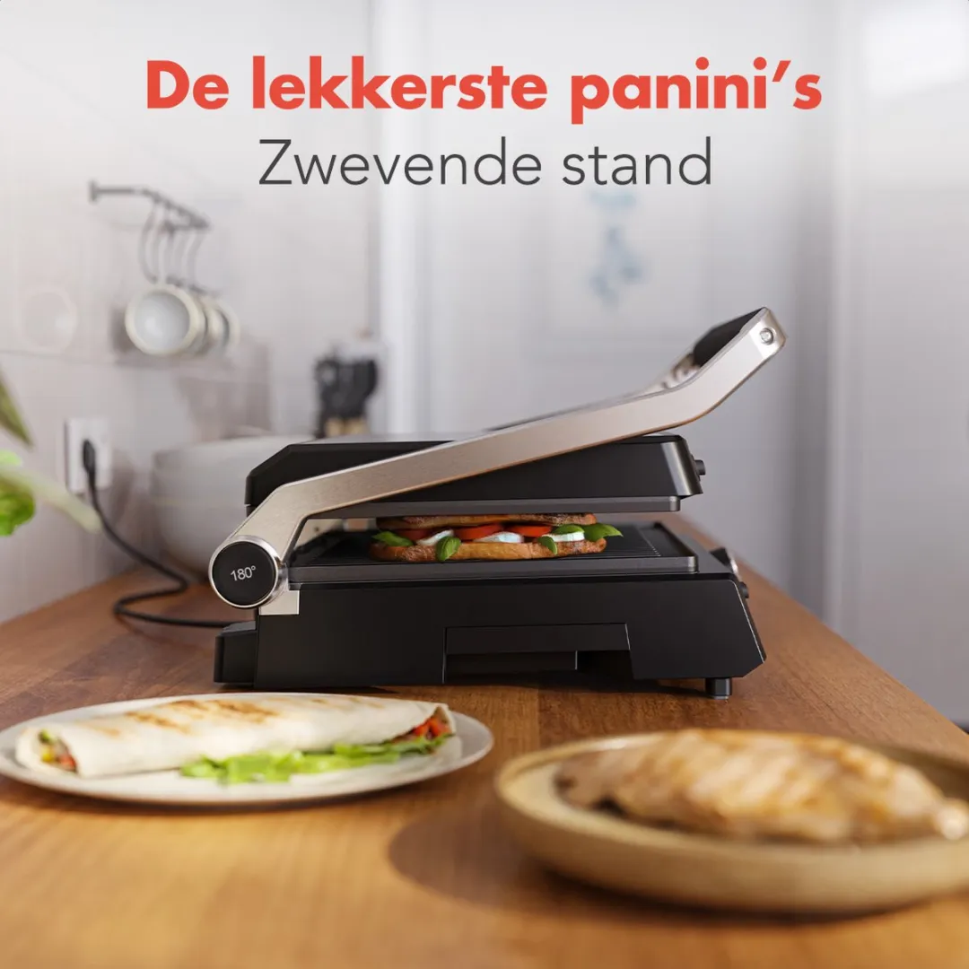 KitchenBrothers Contactgrill Deluxe KB1004088 Tostiapparaat 2000W - 2 Platen - RVS