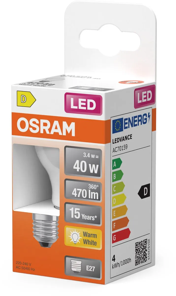 Osram LED Star Globe P40 Filament 3,4W - 470lm E27 Mat - afbeelding 6 van 6