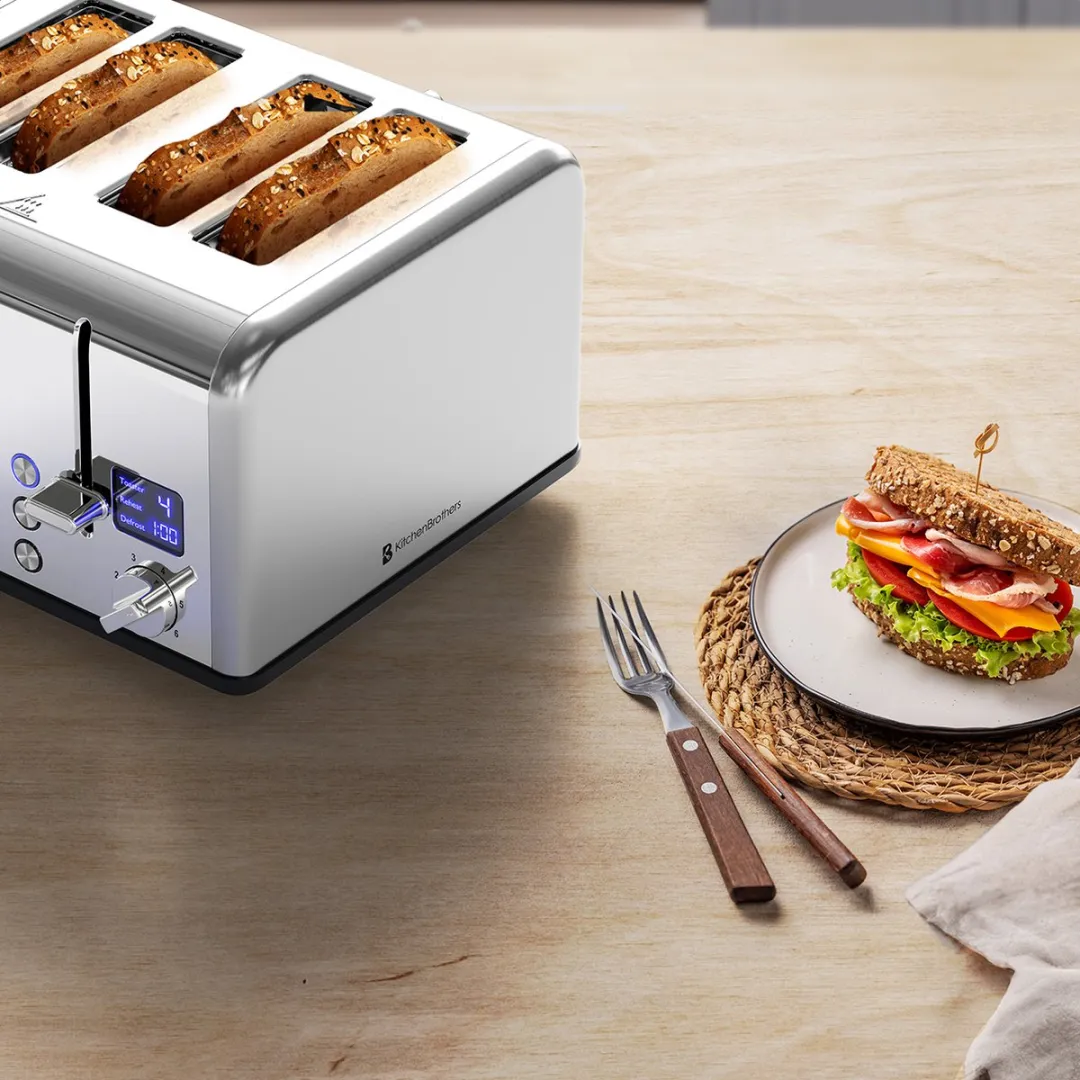 KitchenBrothers KB4005 Broodrooster 1630W - 4 Sneden - RVS Zilver