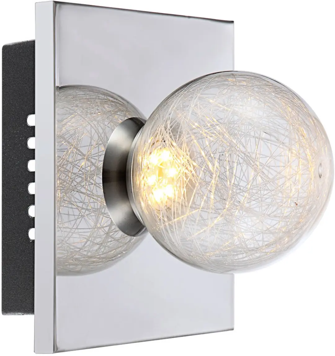 LED wandlamp Wandlamp Structuur glazen bol chroom H 15 cm Woonkamer Slaapkamer