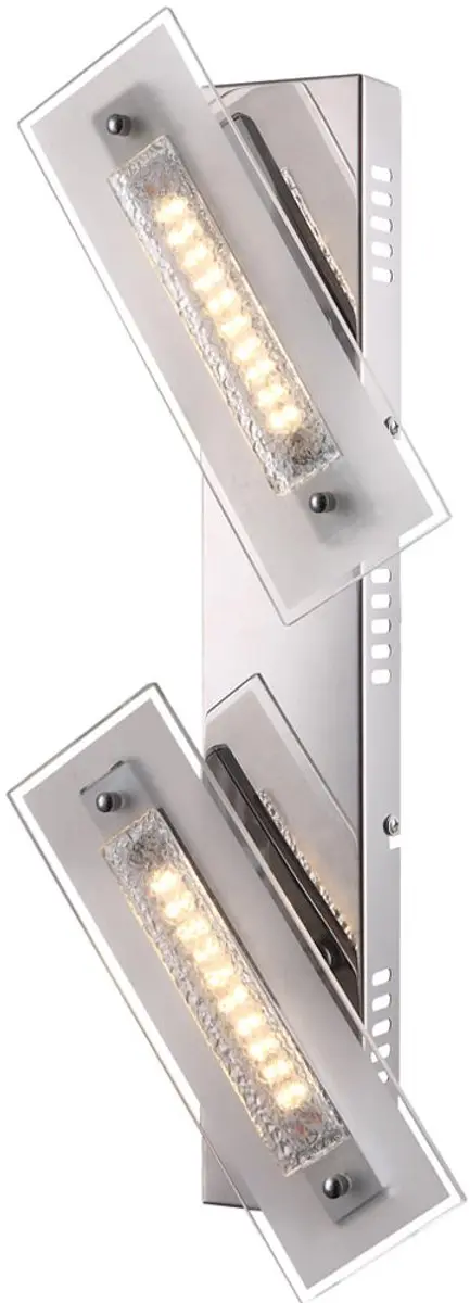 LED wandlamp kristal Wandlamp 2 vlammen Wandlamp kristal, gesatineerd glas, 1x L