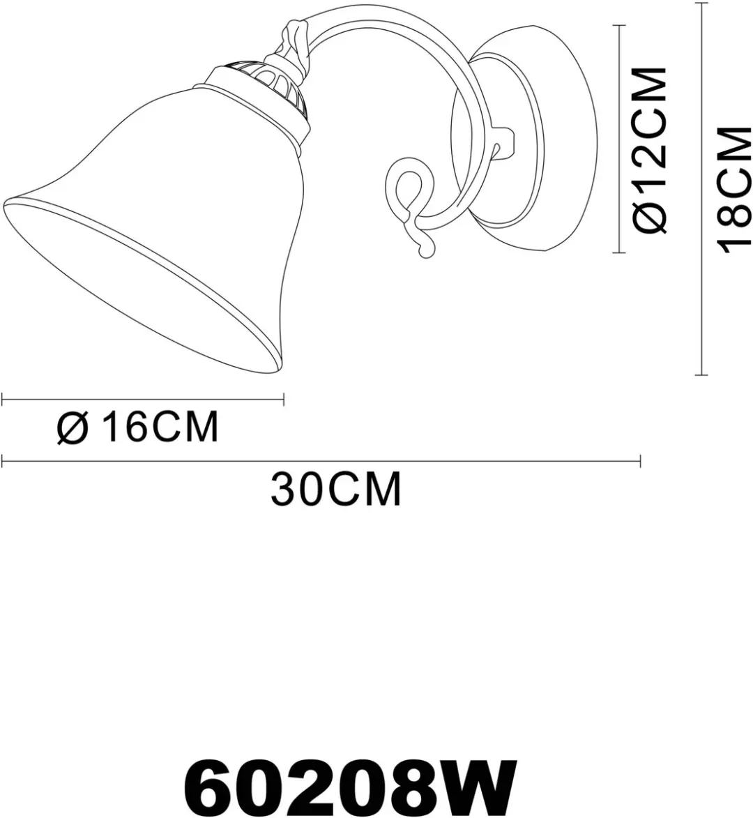 Globo Odin Wandlamp 60208W - 1 Lichtpunt - 60W - afbeelding 2 van 6