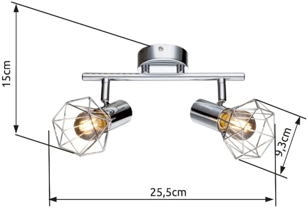 Plafondlamp Spot Light Living Dining Room Beam Light Rail zilver draaibaar Globo 54802-2 - afbeelding 4 van 6