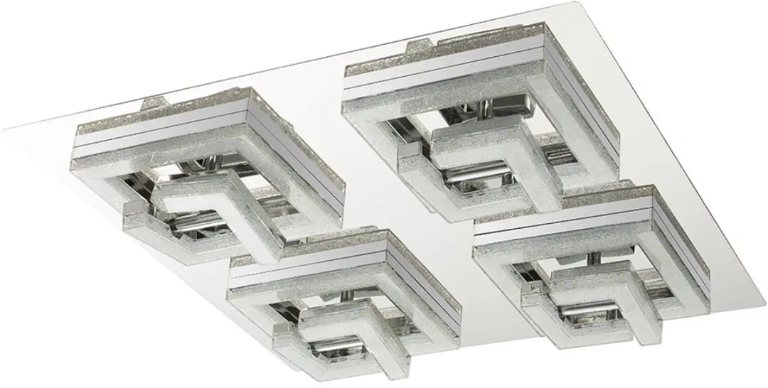 LED plafondlamp kristallen chroom woonkamer, LED 36W 2348Lm warm wit, HxBxD 9x48