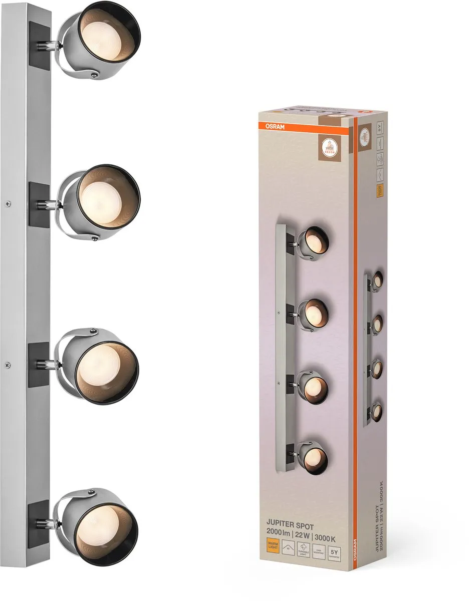 Osram Decor Spot Jupiter Silver 4 Spot - 22W 730lm Warm Wit