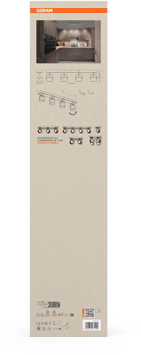 Osram Decor Spot Jupiter Silver 4 Spot - 22W 730lm Warm Wit - afbeelding 6 van 6