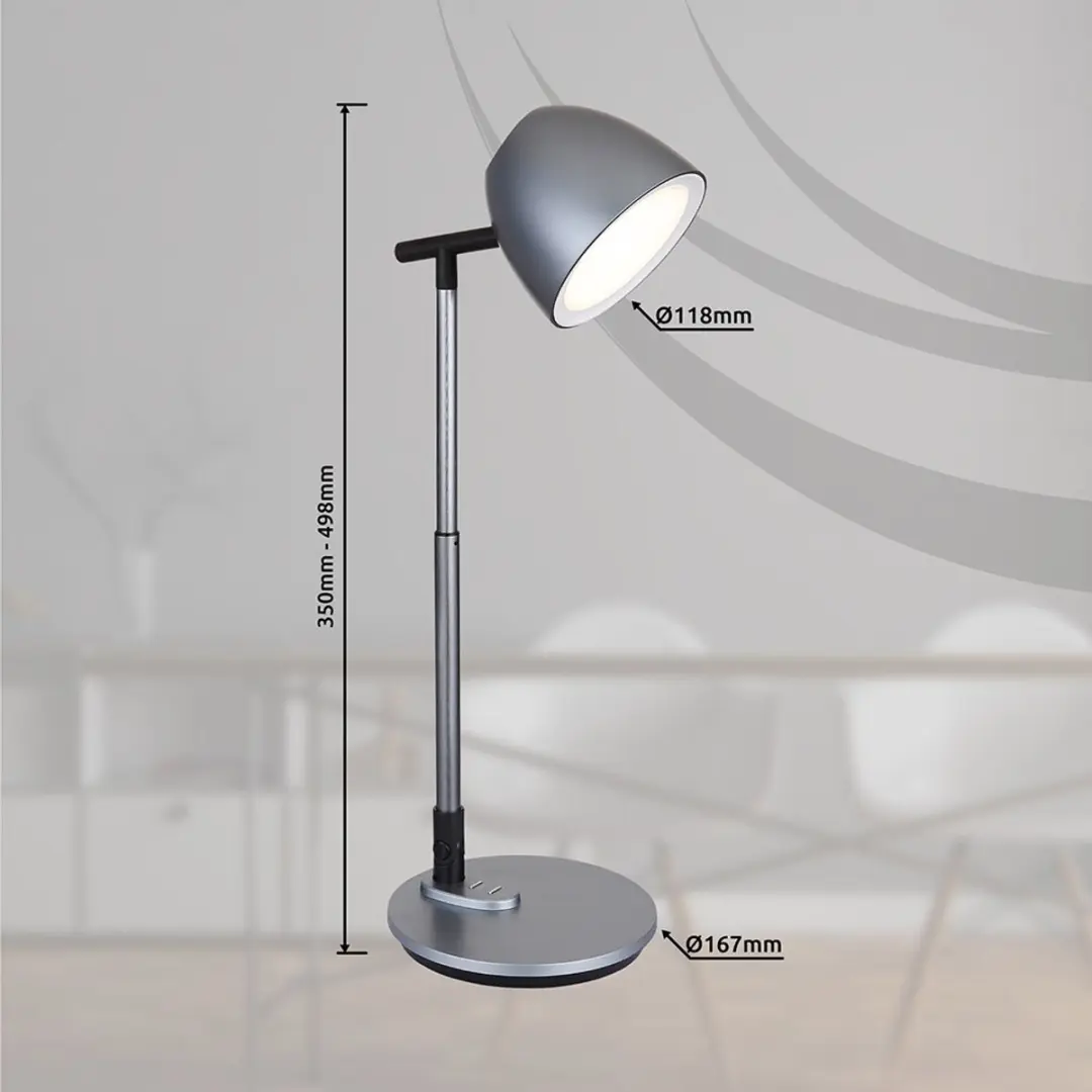 Globo LED Tafellamp - 7,5W - 500lm - H50cm - Zilver - afbeelding 6 van 6