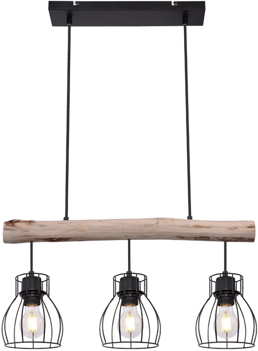 Hanglamp Pendel eetkamerlamp Plafondlamp Woonkamerlamp, houten balk, rustiek vin