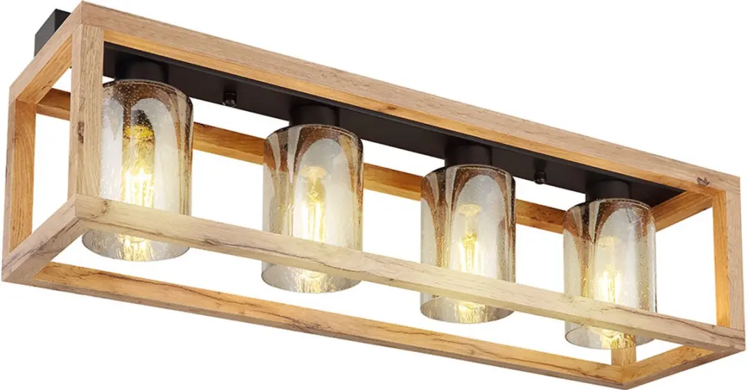 Plafondlamp eettafel retro plafondlamp rustiek landhuis woonkamer hout, MDF glas
