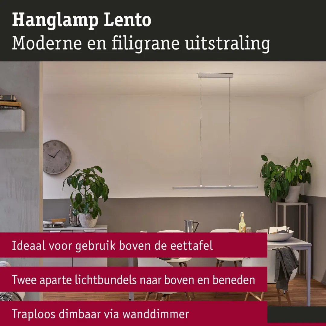 Paulmann Lento LED Hanglamp 42W - 2 Punt - Warmwit 2700K - Chroom Mat