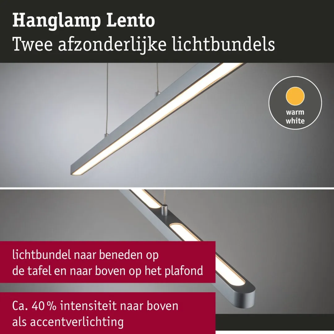 Paulmann Lento LED Hanglamp 42W - 2 Punt - Warmwit 2700K - Chroom Mat