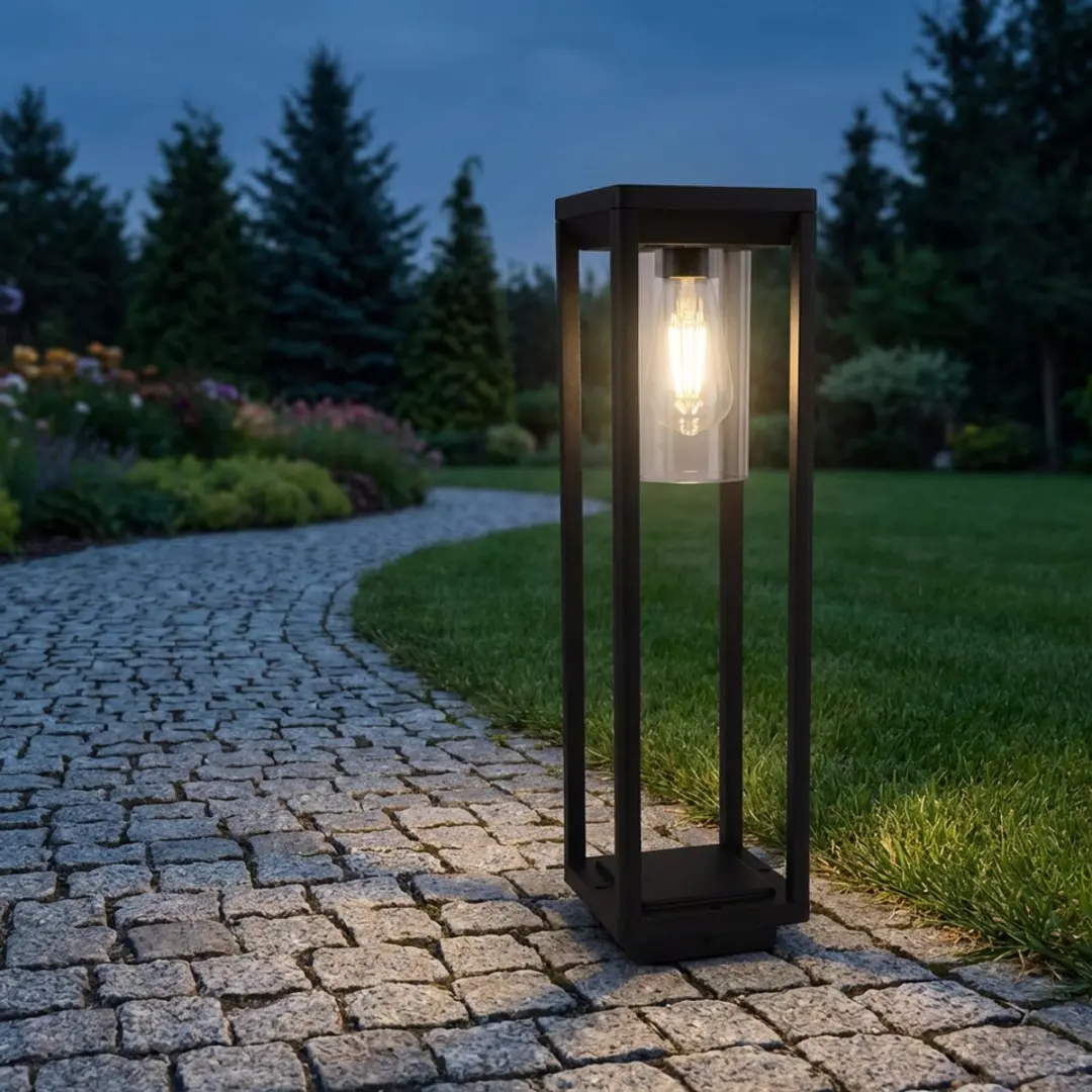 Buitenlamp vloerlamp tuinlamp aluminium zwart IP44, gegoten, 1x E27 fitting, LxB