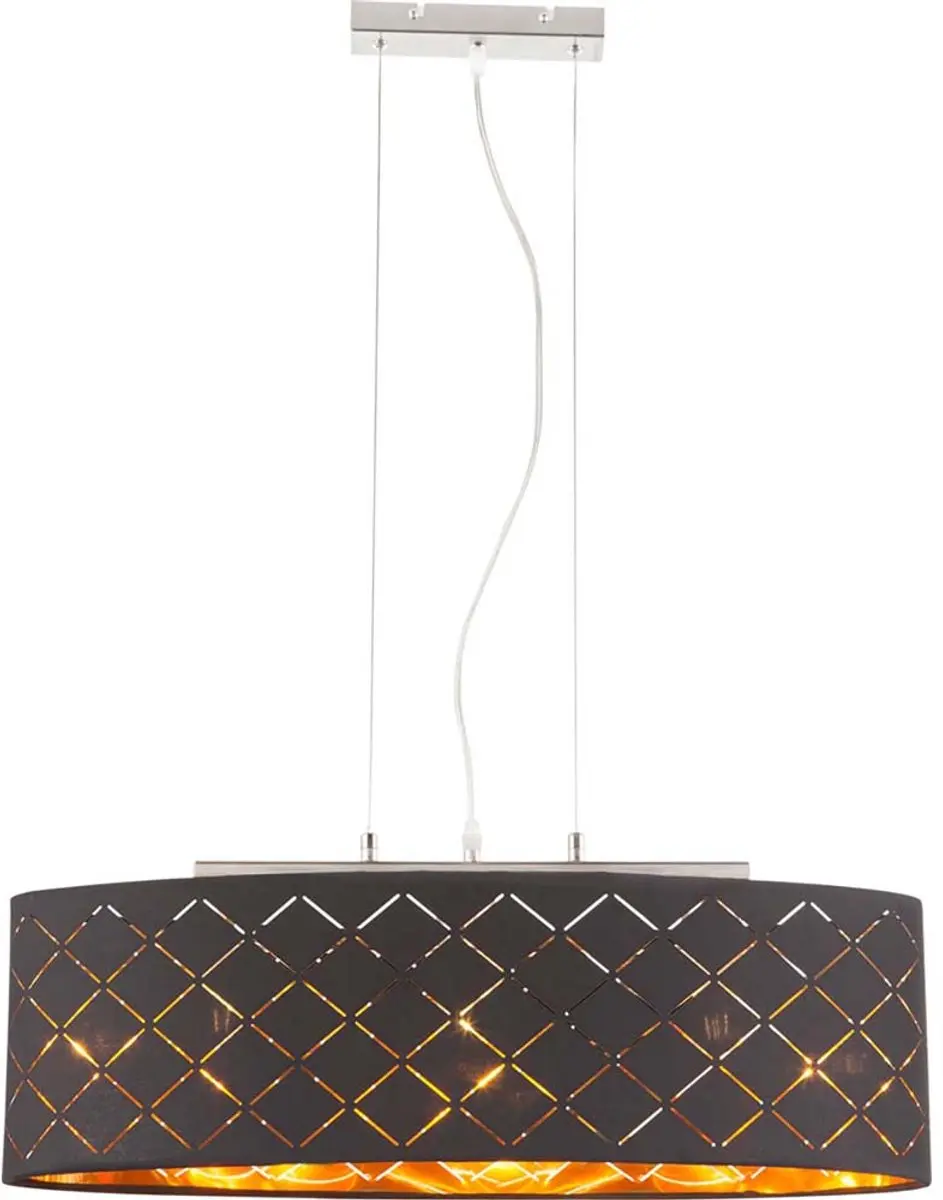 Hanglamp hanglamp eettafel lamp woonkamer lamp zwart goud stof H 140cm