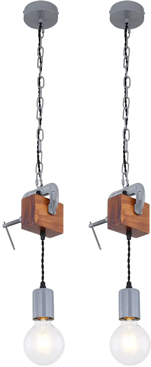 Hanglamp hout eettafel hanglamp retro plafondlamp vintage, schroefklem metaal ge