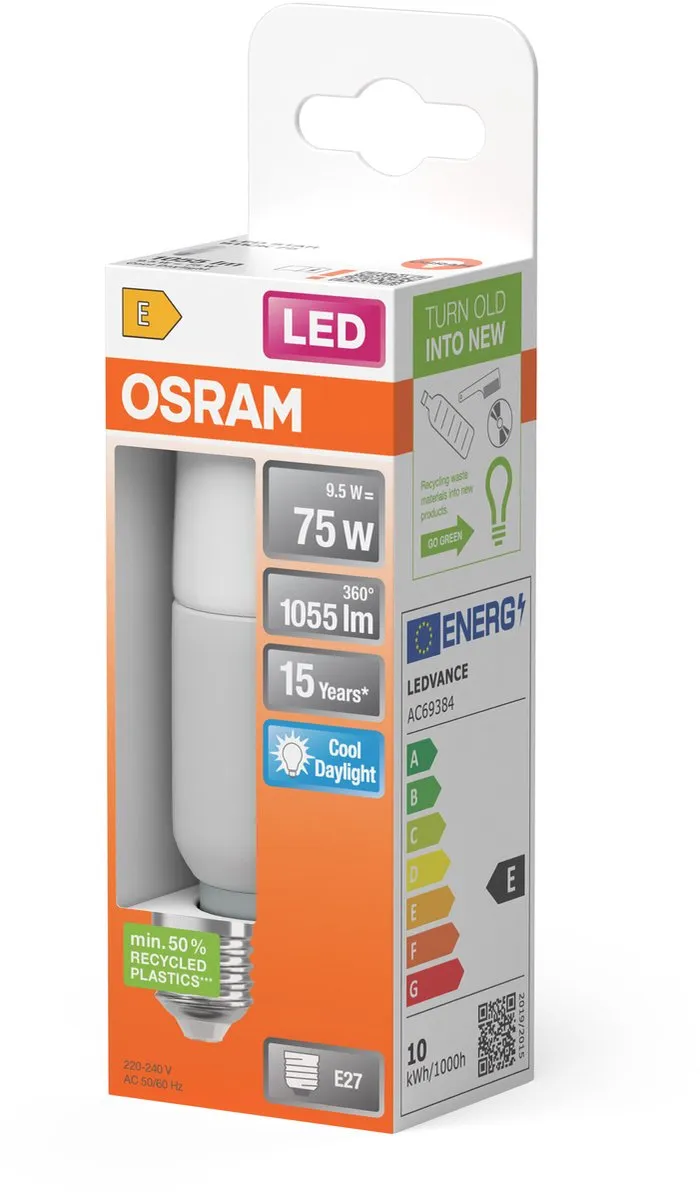 Osram E27 LED Buislamp 9W 6500K - Mat