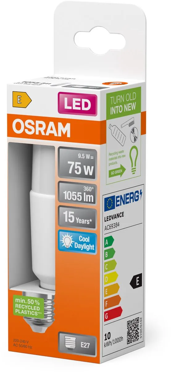 Osram E27 LED Buislamp 9W 6500K - Mat