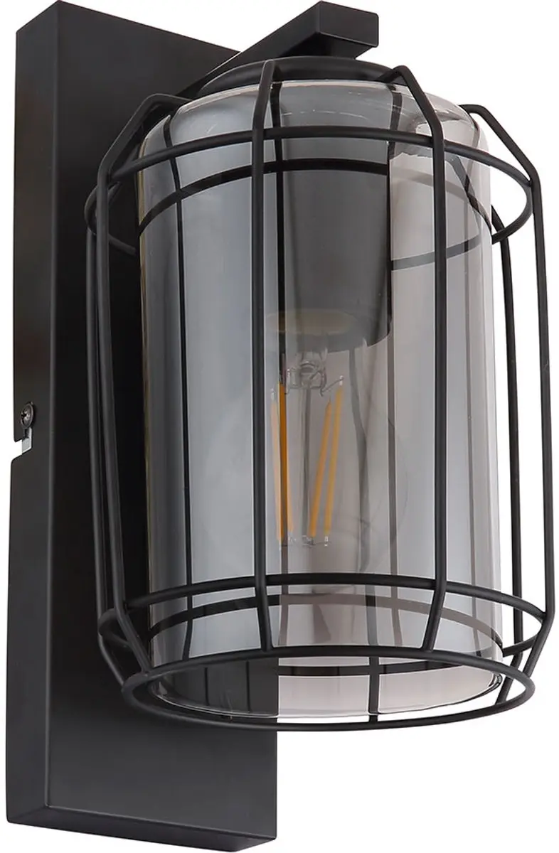Wandlamp Woonkamerlamp Wandlamp Eetkamerlamp Industrieel rookglas, metalen zwart