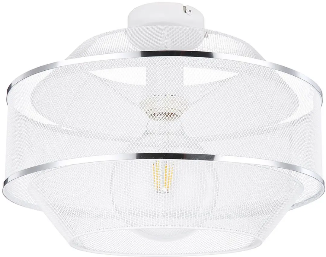 Plafondlamp gaas eetkamer design lamp plafondlamp1 vlam met twee chromen ringen