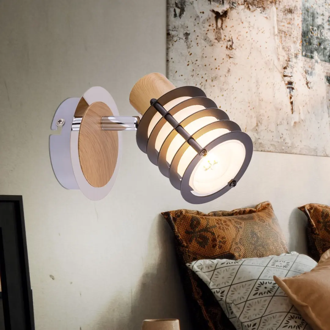 Wandlamp wandlamp wandspot houtlamp wandspot, spot beweegbaar, landhuis metaal h