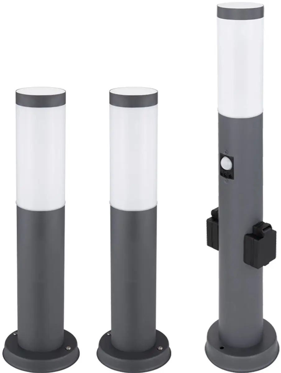 Zuillamp met wandcontactdoos en bewegingsmelder Zuillamp tuin met licht, antraci