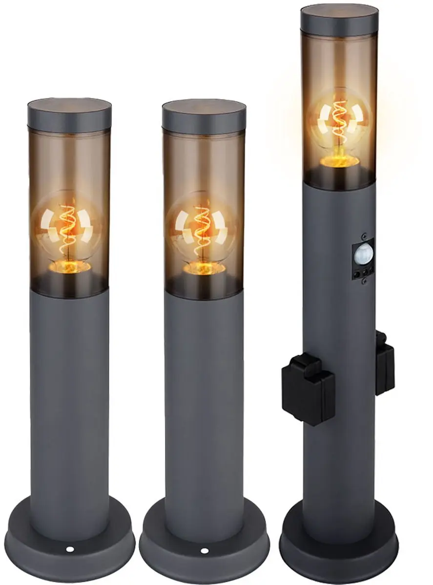 Staande lamp met fitting en bewegingsmelder Tuinlamp Padlamp Vloerlamp voor buit