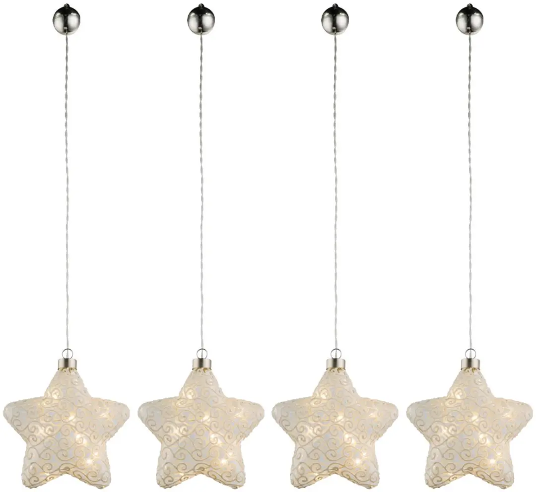 LED kerstster hanglamp kerstdecoratie glazen batterij boom decoratie, wit, BxH 1
