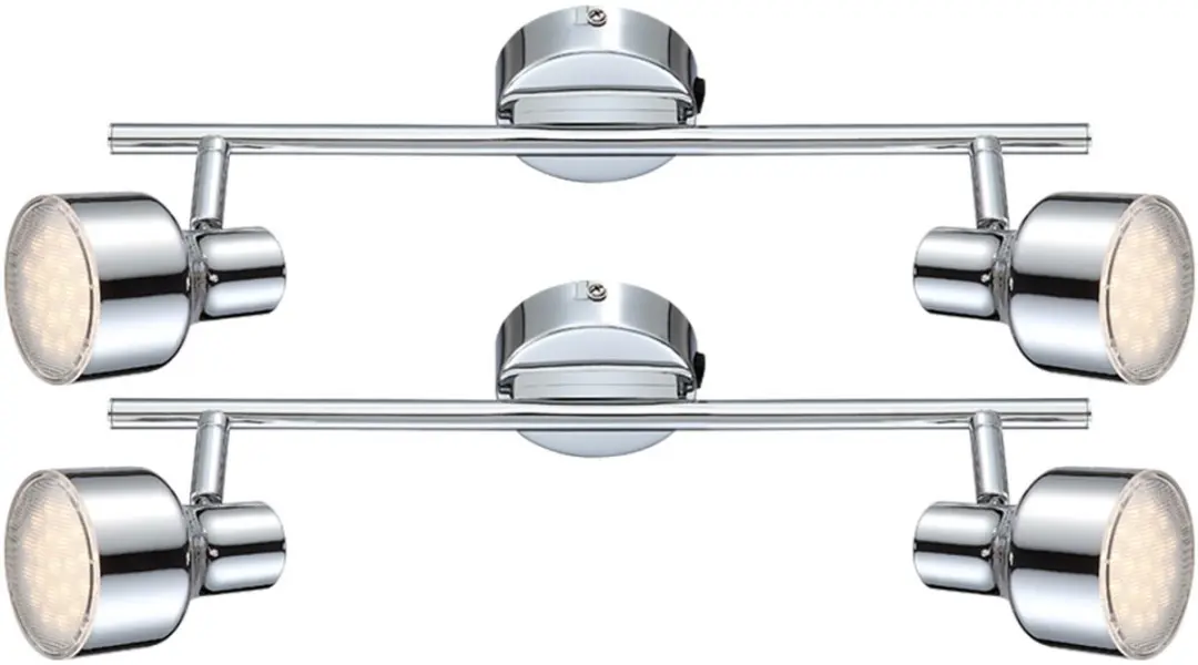 Plafondlamp Spotlamp Woonkamerlamp Ganglamp, beweegbare spots, helder chroom, 2x