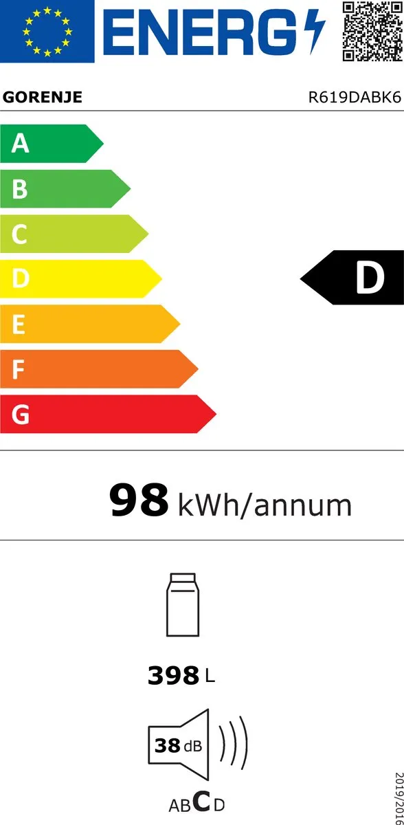 Gorenje R619DABK6 Koelkast 398L - Zwart