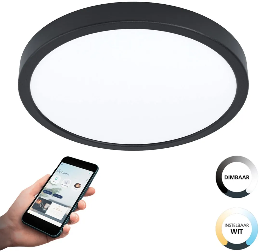 EGLO connect.z Argolis-Z Smart Opbouwlamp Ø28,5cm - Instelbaar wit licht - Zigbee - Zwart/Wit