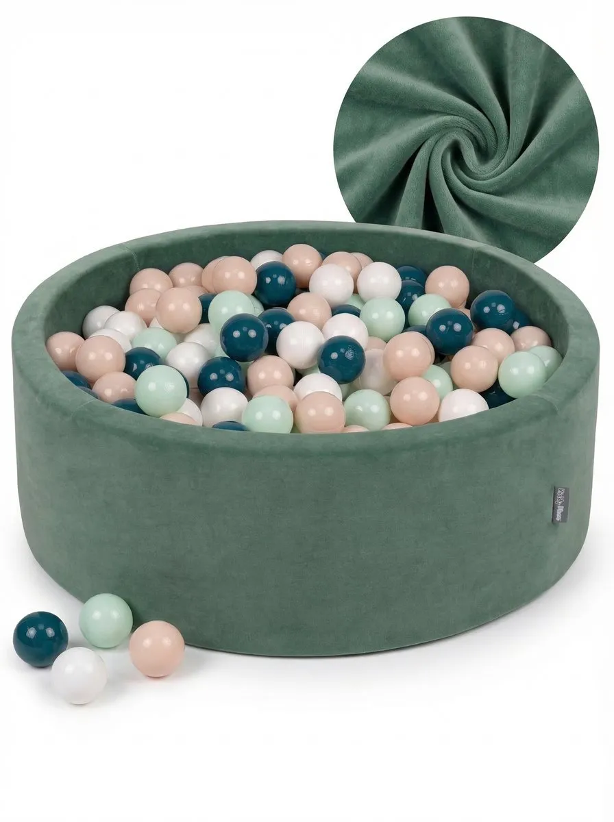 KiddyMoon Fluwelen Ballenbad 90x30cm - 300 Ballen Bosgroen