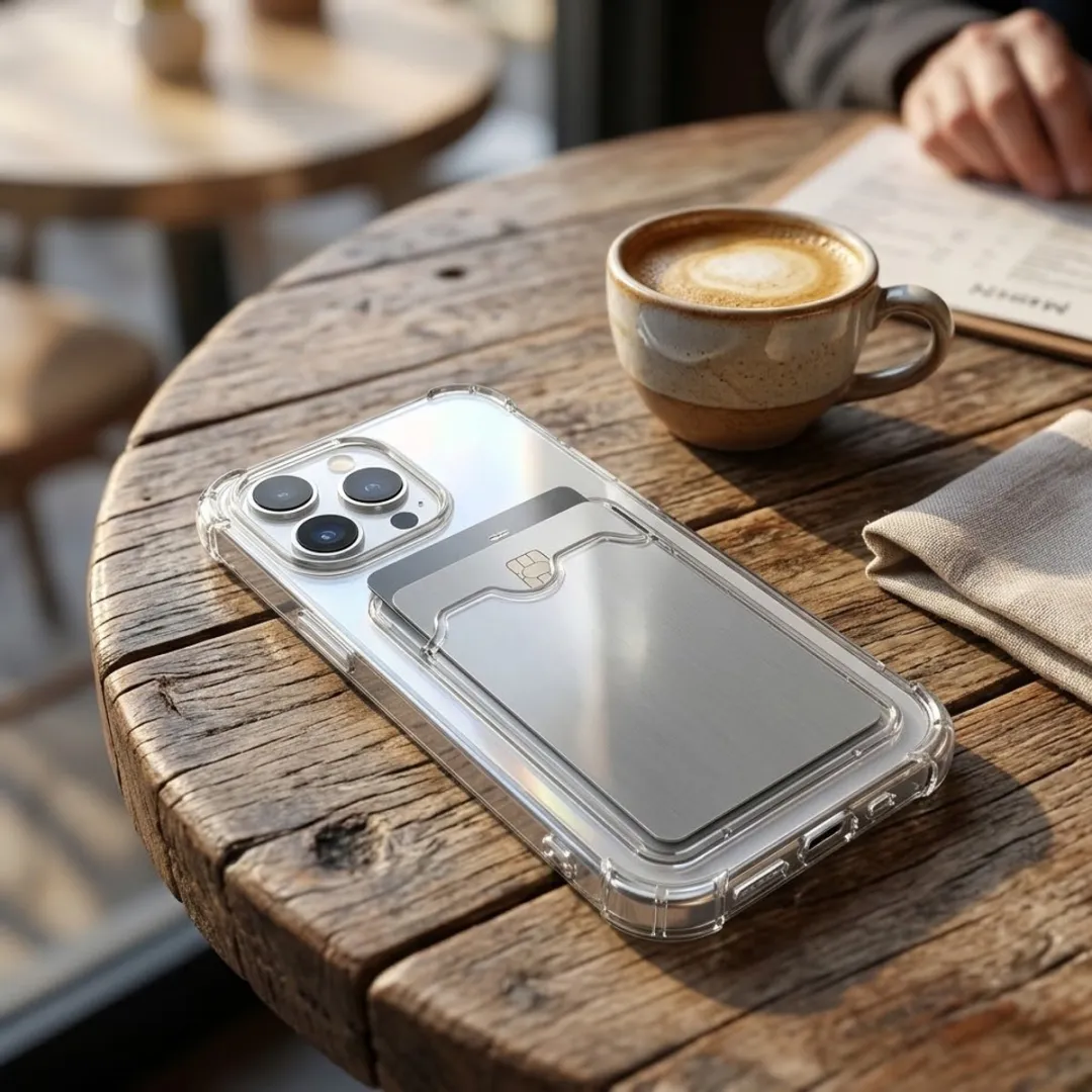 NUVEX iPhone 15 Pro Max Hoesje - Transparant - Kaarthouder