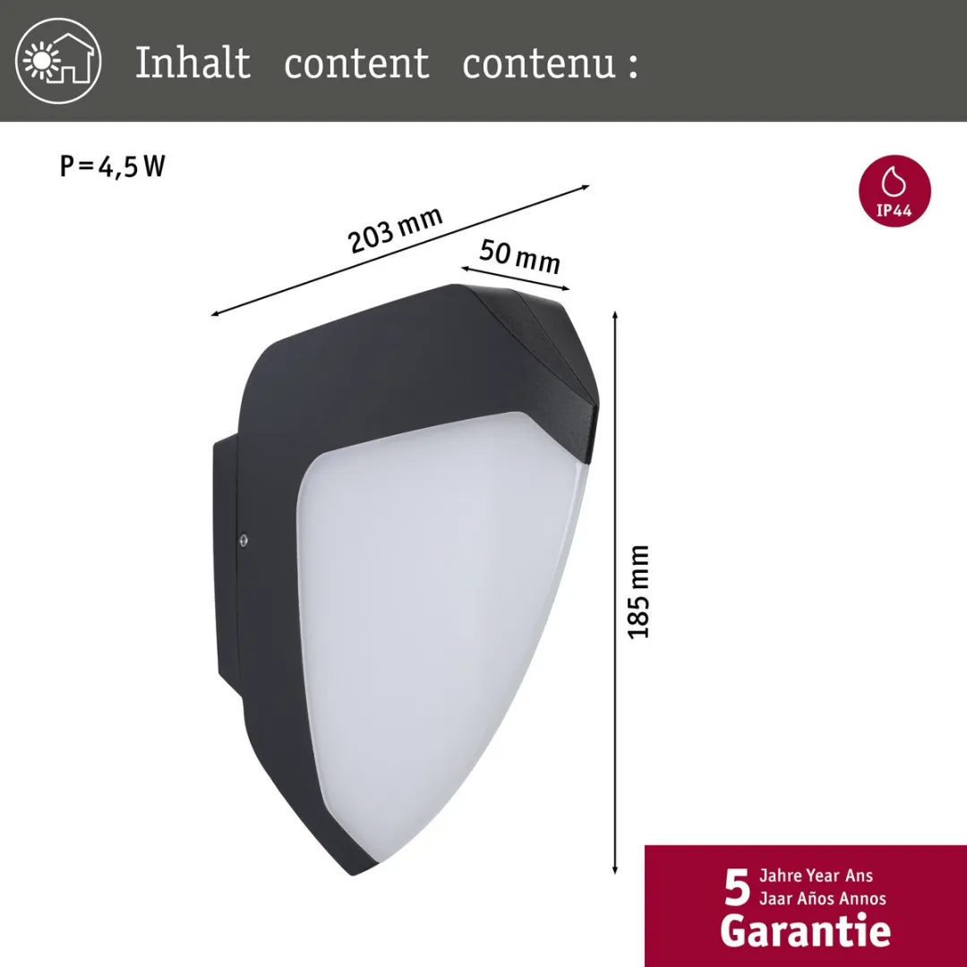 Paulmann Ikosea LED Wandarmatuur Antraciet - 3000K 4,4W 350lm - afbeelding 6 van 6