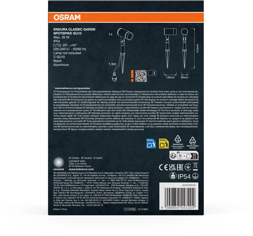 Osram Endura Classic Garden Spotspike GU10 - Buitenlamp - IP54 - Donkergrijs - afbeelding 6 van 6