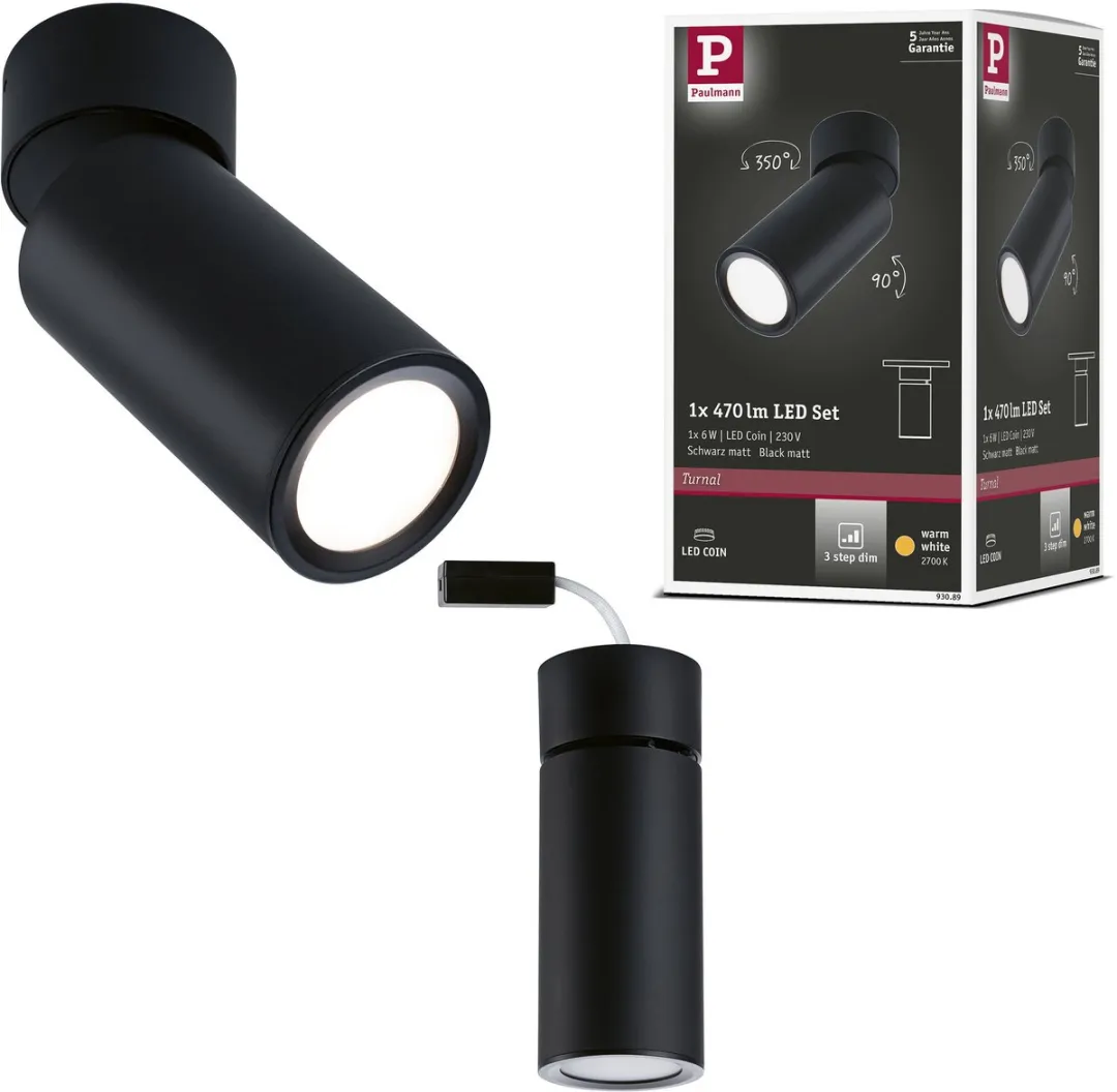 Paulmann Turnal Coin LED Plafondlamp 6W - Zwart mat