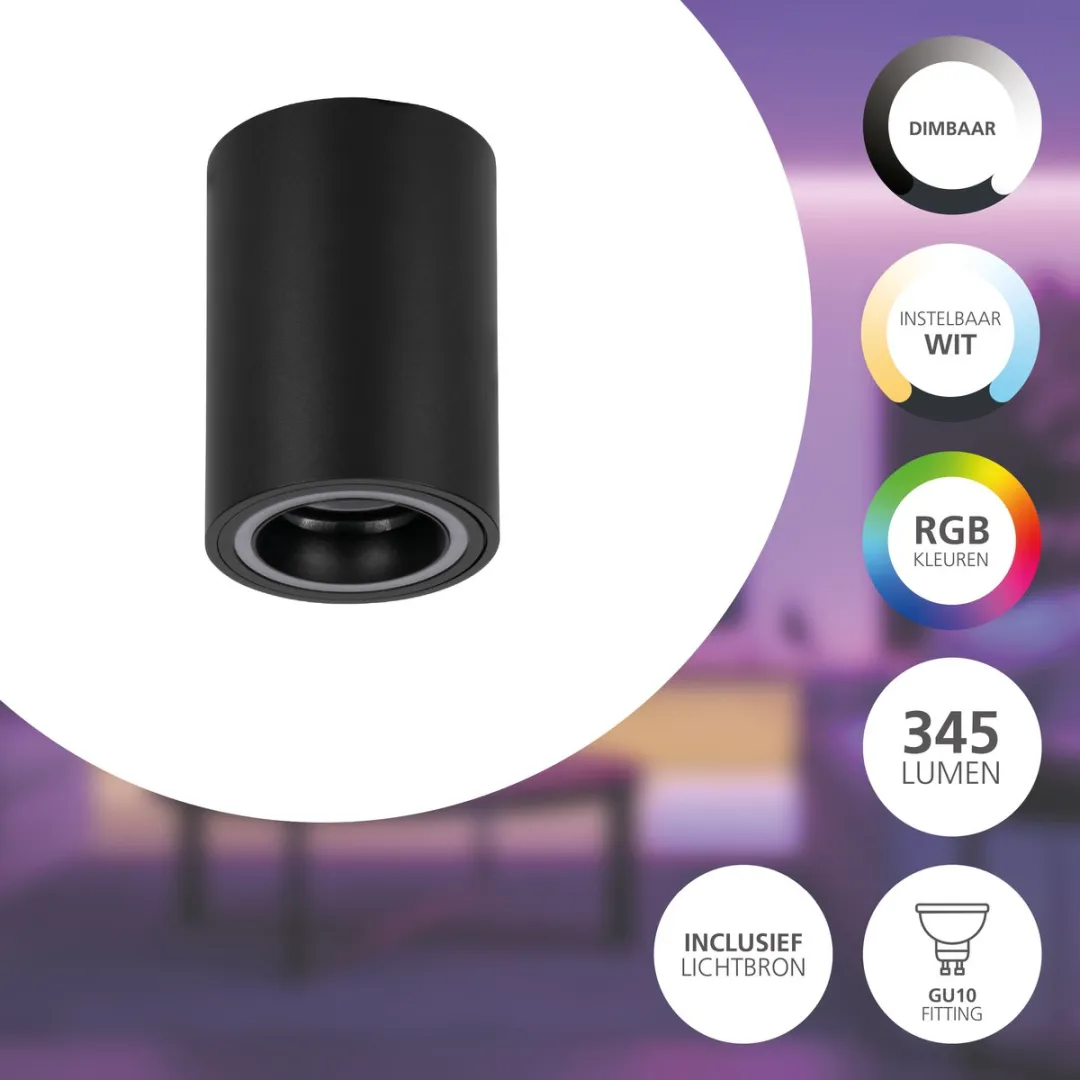EGLO connect.z Carosso-Z Smart Opbouwlamp GU10 - RGB & Wit - Zigbee - Zwart/Wit